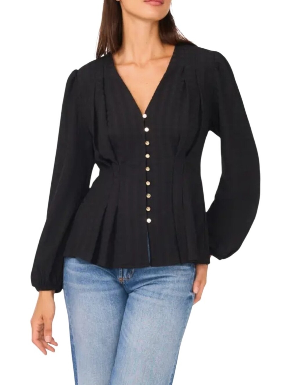 NWT. Ted Baker Business Casual Black Button Textured Long Sleeve Blouse. Size XL
